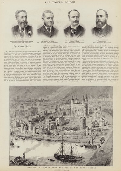 La costruzione del Tower Bridge, Londra da Henry William Brewer